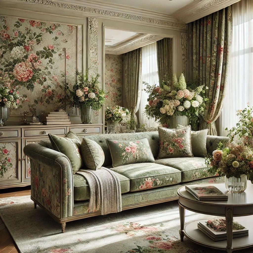 مبل سبز و فرش