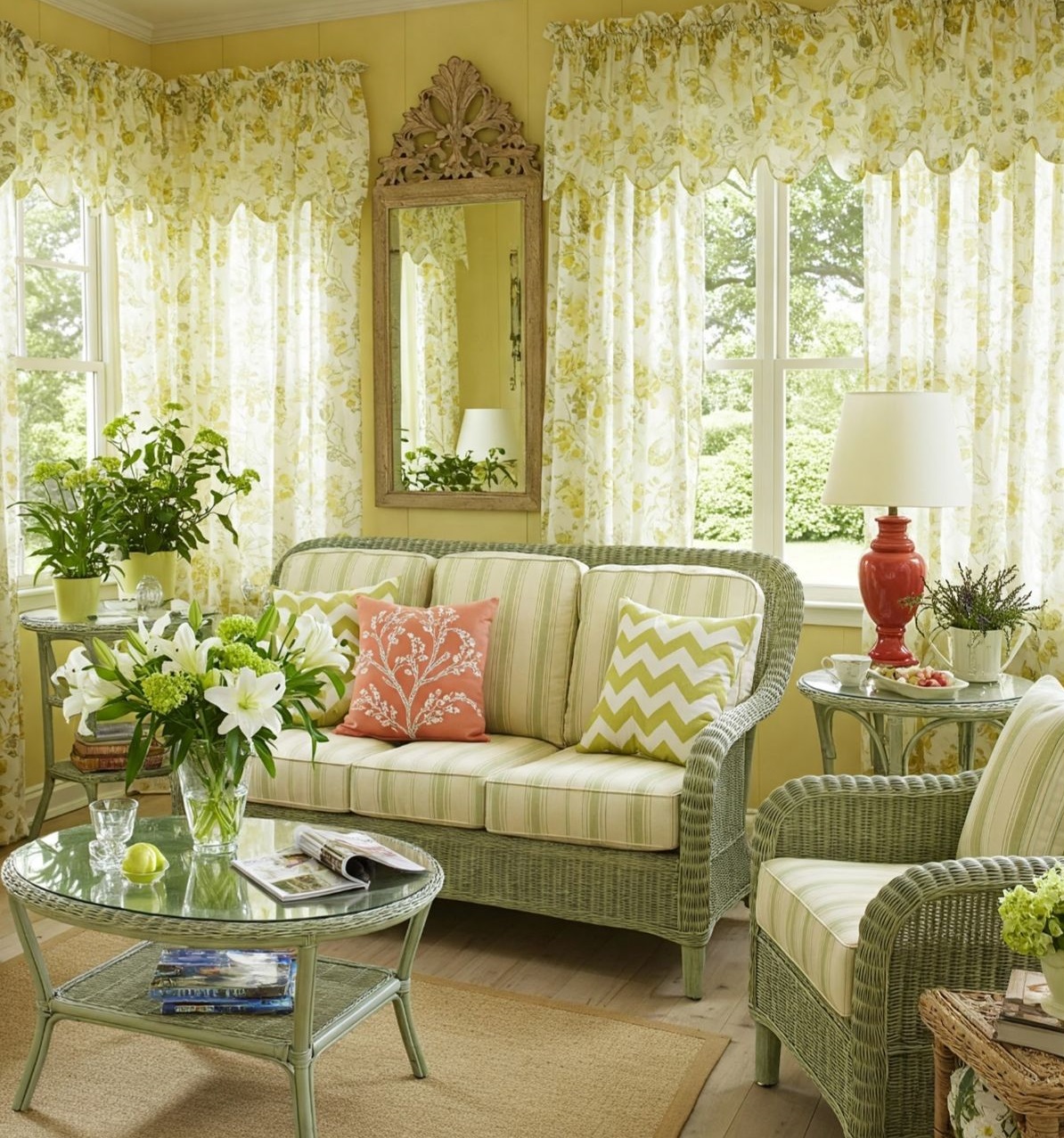 مبل سبز و فرش