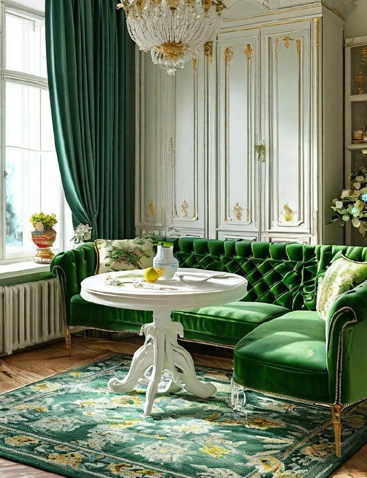 مبل سبز و فرش