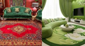 مبل سبز و فرش