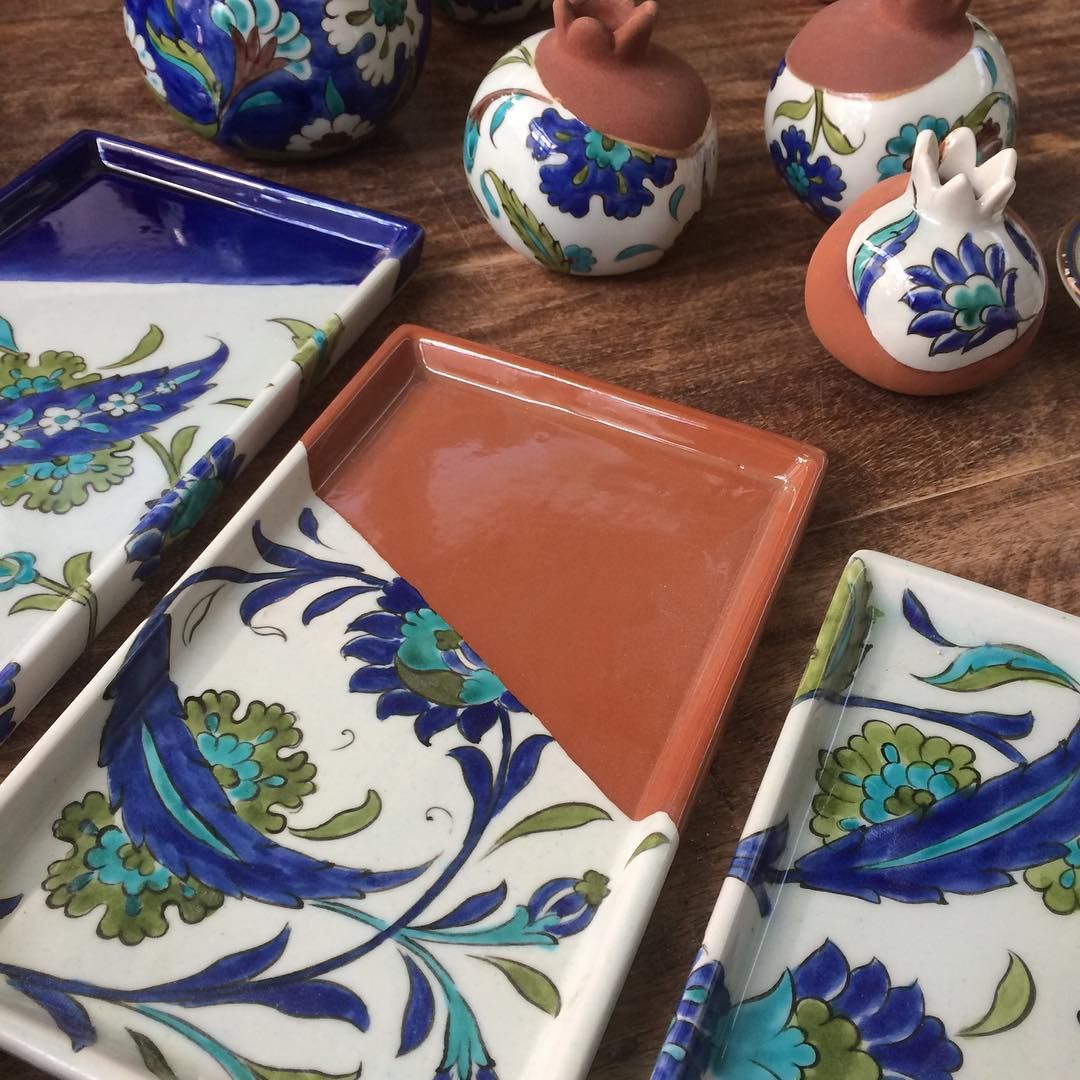 ظروف دکوری سفالی رنگی و طرح دار