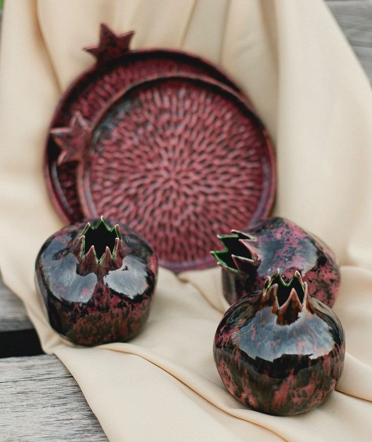 ظروف دکوری سفالی رنگی و طرح دار