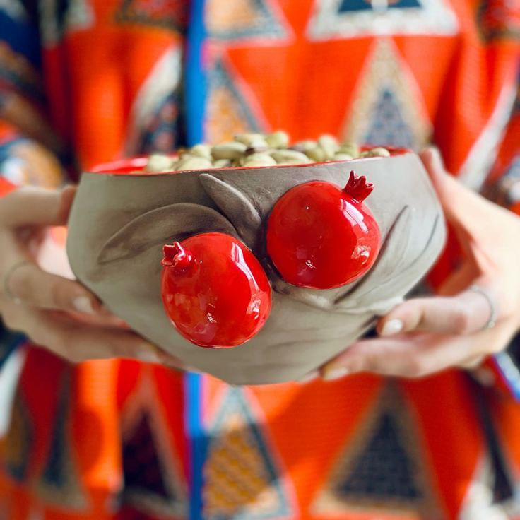 ظروف دکوری سفالی رنگی و طرح دار