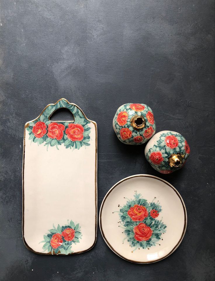 ظروف دکوری سفالی رنگی و طرح دار