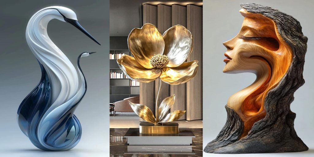 مجسمه بزرگ دکوری واسه گوشه پذیرایی | ۳۰ مدل خاص پلی استر، سنگ و چوب