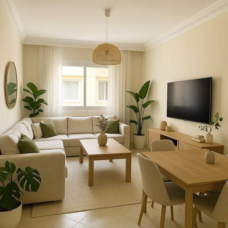 چیدمان پذیرایی مستطیل باریک