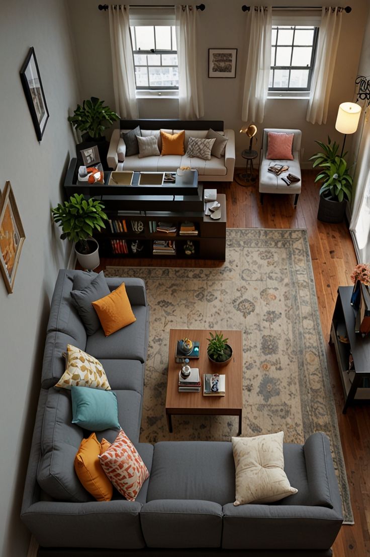 چیدمان پذیرایی مستطیل باریک