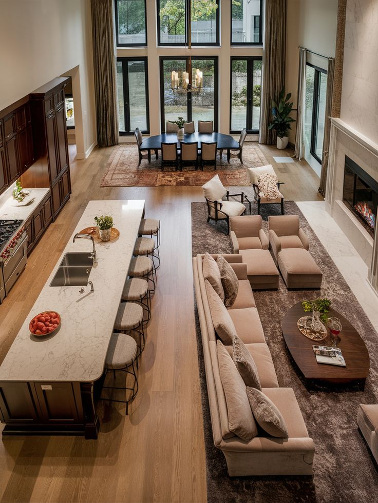 چیدمان پذیرایی مستطیل باریک