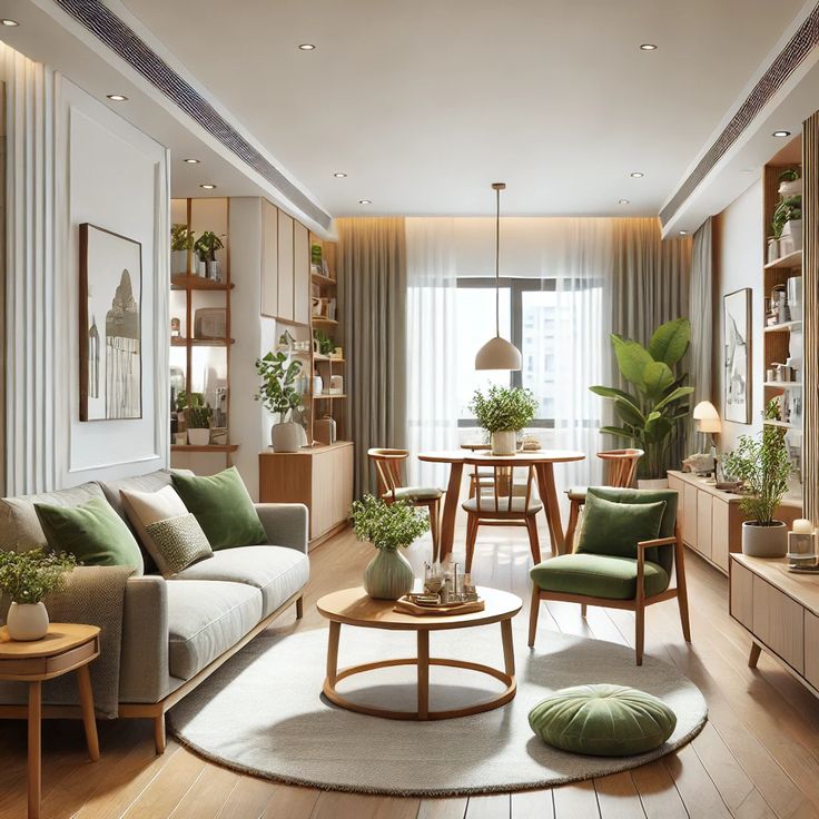 چیدمان پذیرایی مستطیل باریک