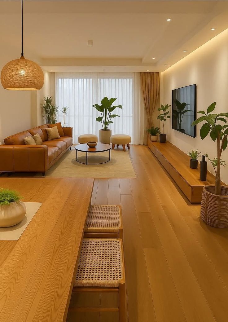 چیدمان پذیرایی مستطیل باریک