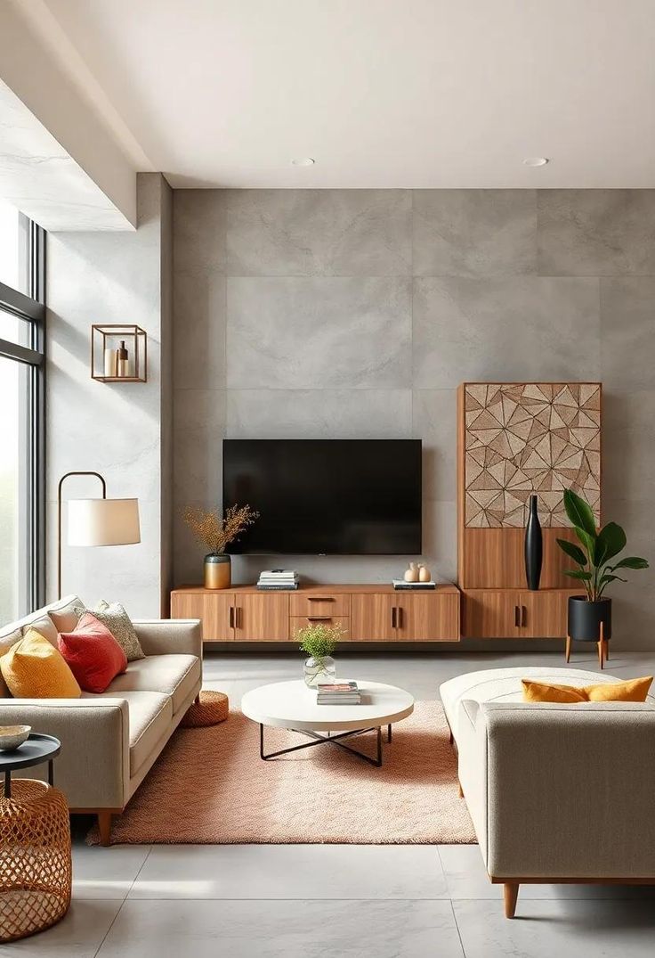 چیدمان پذیرایی مستطیل باریک