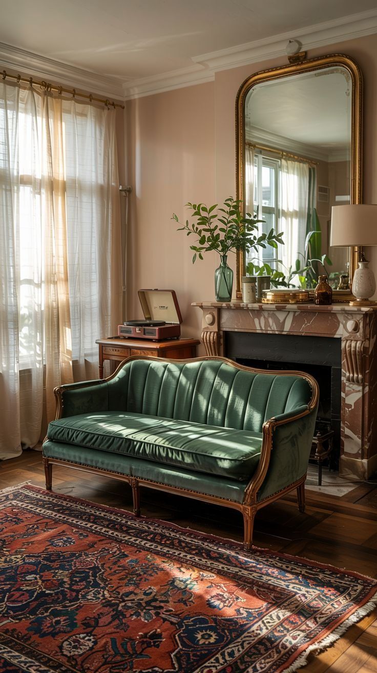 مدل مبل مخمل سبز با چوب قهوه ای و ماهگونی