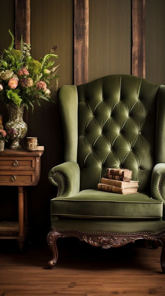 مدل مبل مخمل سبز با چوب قهوه ای و ماهگونی