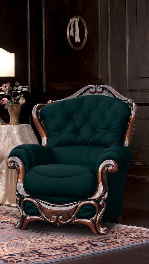 مدل مبل مخمل سبز با چوب قهوه ای و ماهگونی