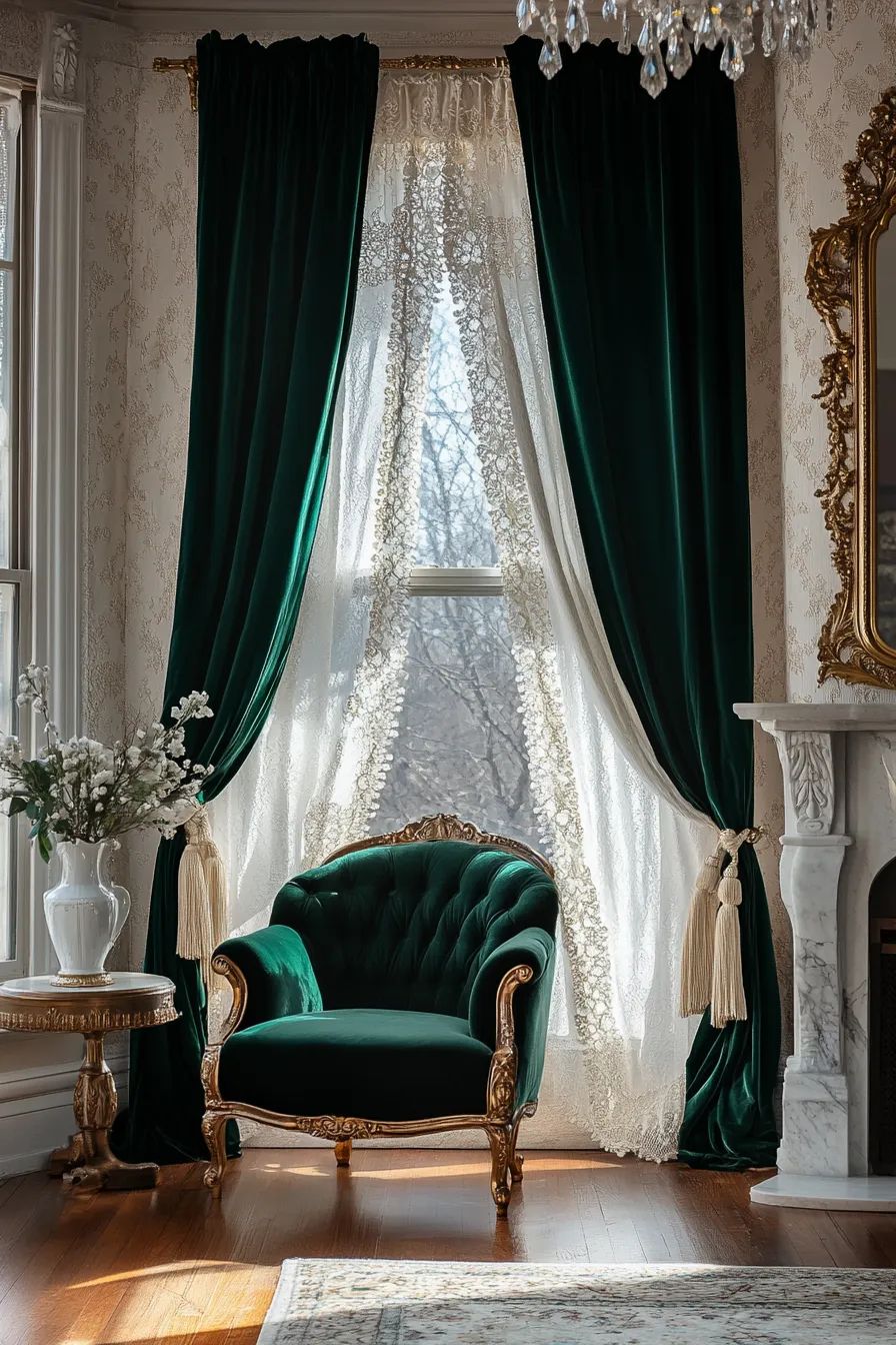 مدل مبل مخمل سبز با چوب قهوه ای و ماهگونی