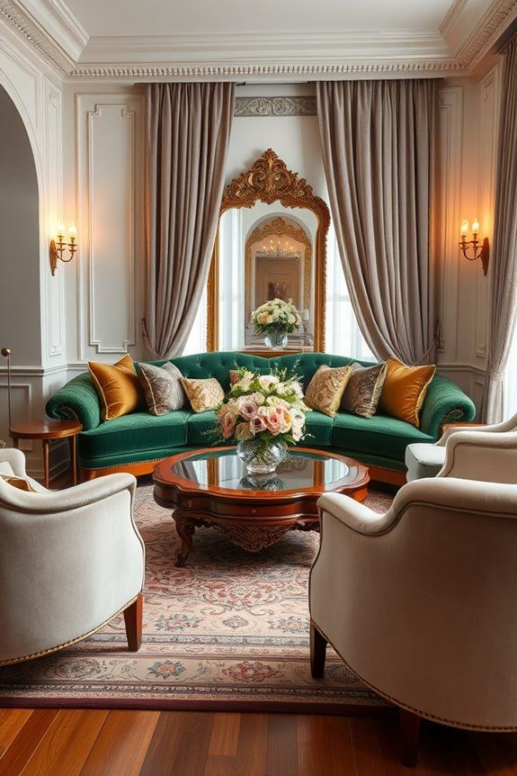 مدل مبل مخمل سبز با چوب قهوه ای و ماهگونی