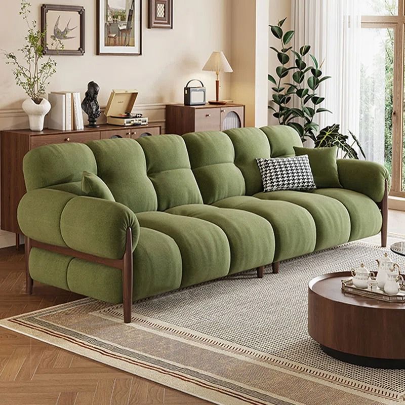 مدل مبل مخمل سبز با چوب قهوه ای و ماهگونی