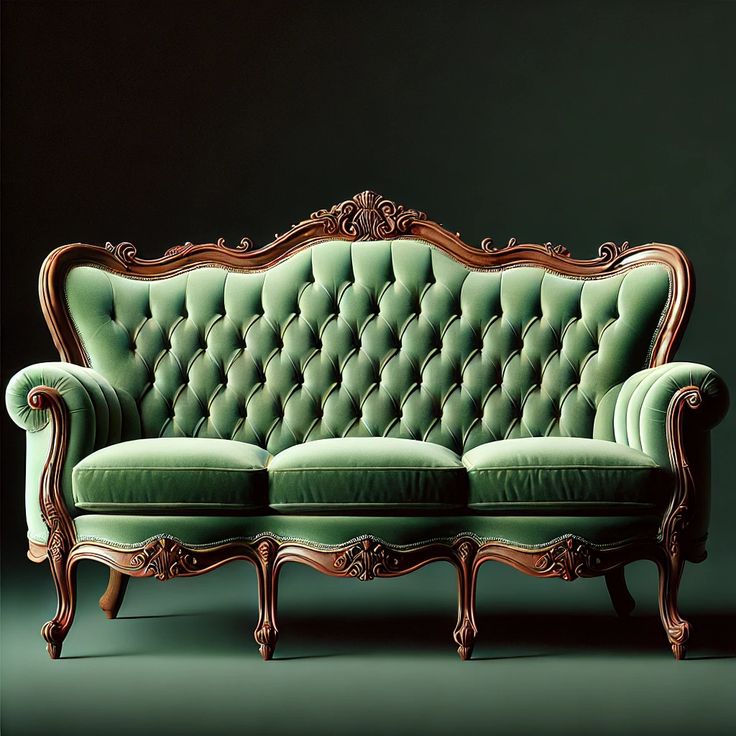 مدل مبل مخمل سبز با چوب قهوه ای و ماهگونی