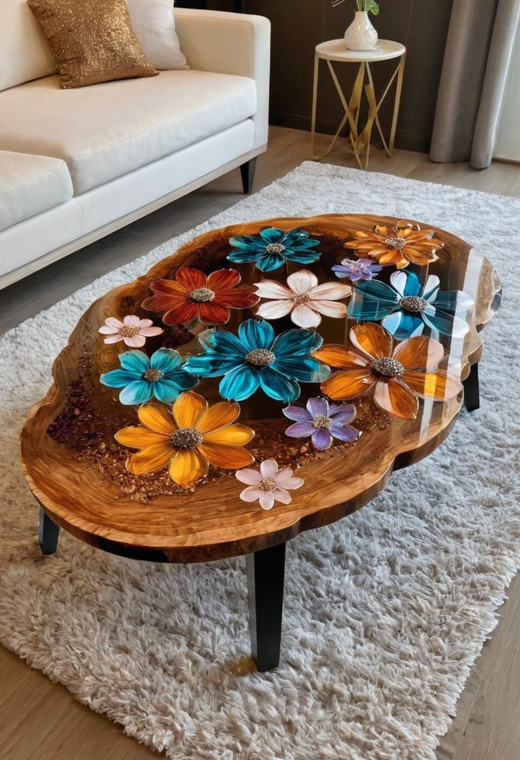 میز جلومبلی رومانتیک با طرح های گل