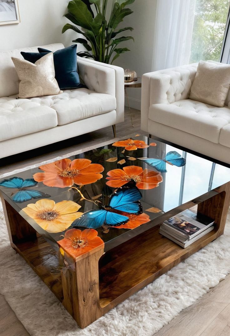 میز جلومبلی رومانتیک با طرح های گل