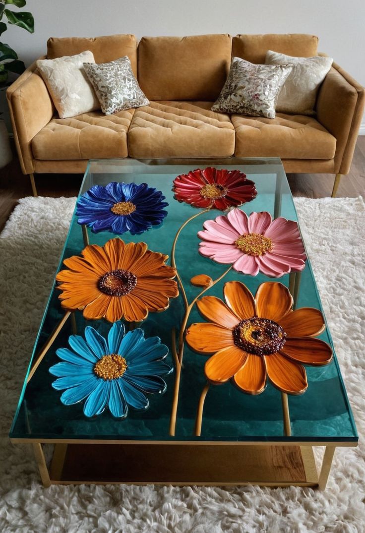 میز جلومبلی رومانتیک با طرح های گل