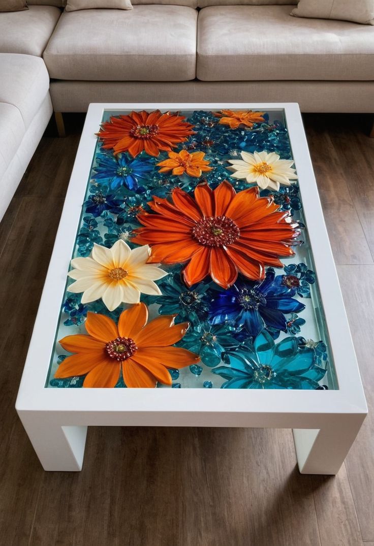 میز جلومبلی رومانتیک با طرح های گل