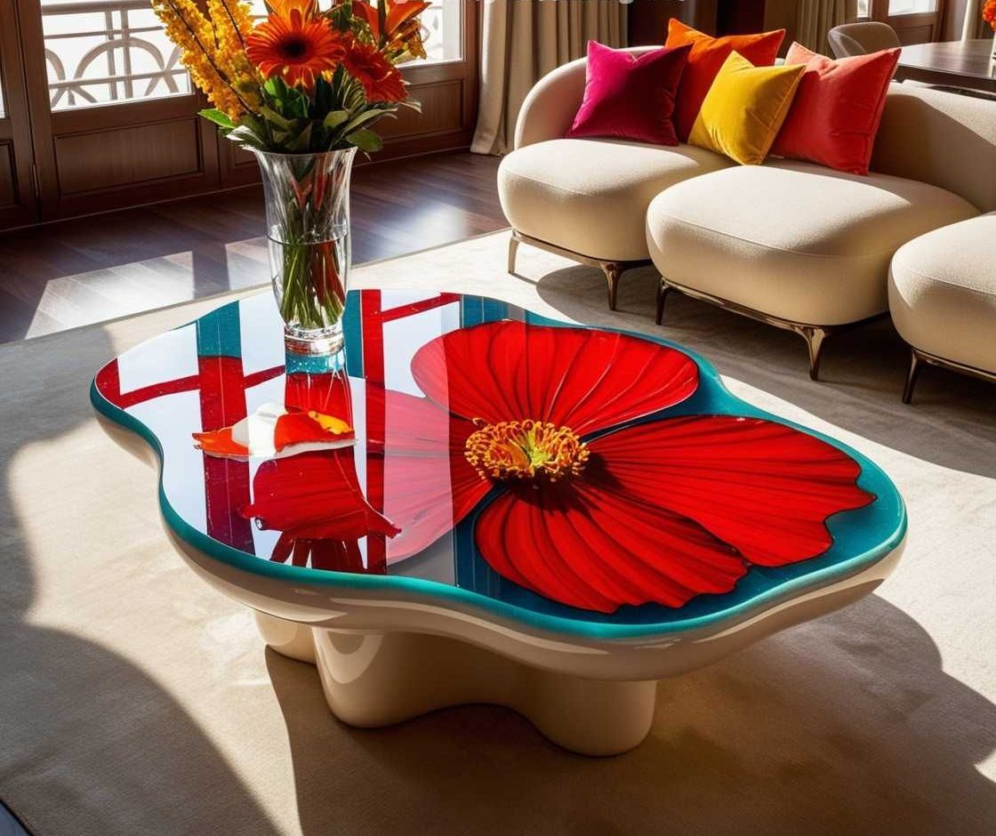 میز جلومبلی رومانتیک با طرح های گل