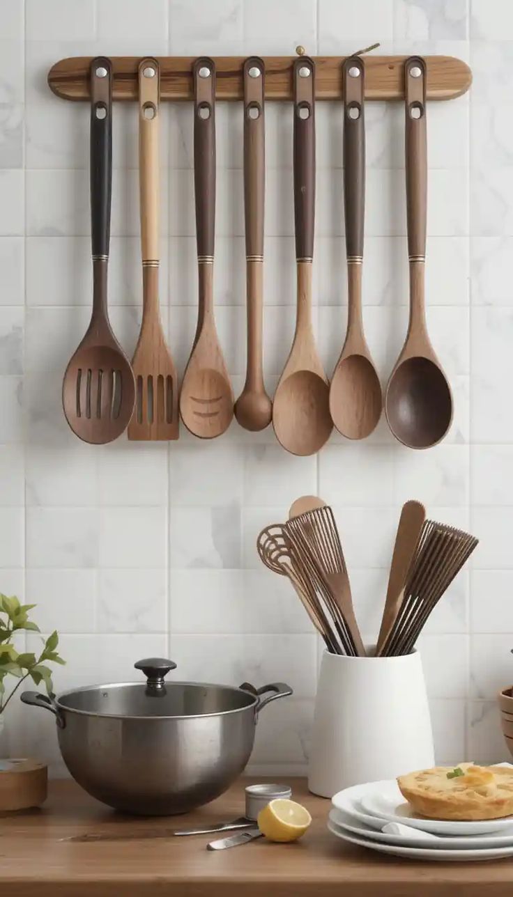 وسایل دکوری و نظم دهنده آشپزخانه چوبی و سرامیک