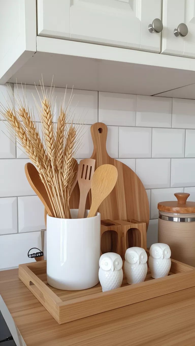 وسایل دکوری و نظم دهنده آشپزخانه چوبی و سرامیک