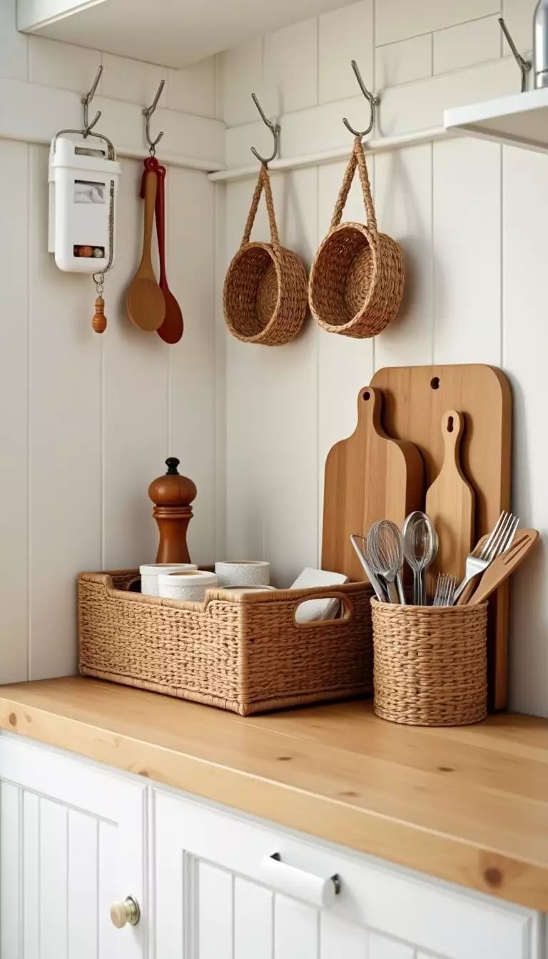 وسایل دکوری و نظم دهنده آشپزخانه چوبی و سرامیک