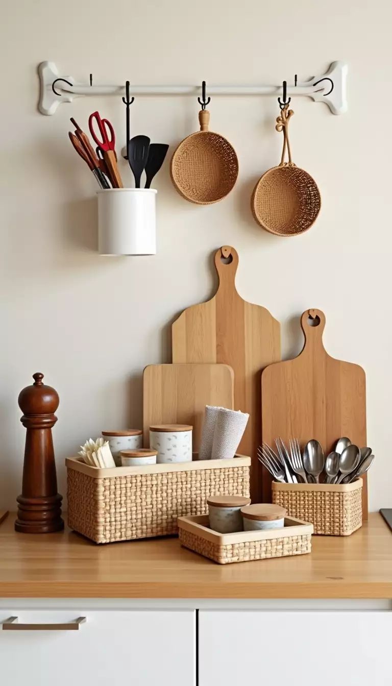 وسایل دکوری و نظم دهنده آشپزخانه چوبی و سرامیک