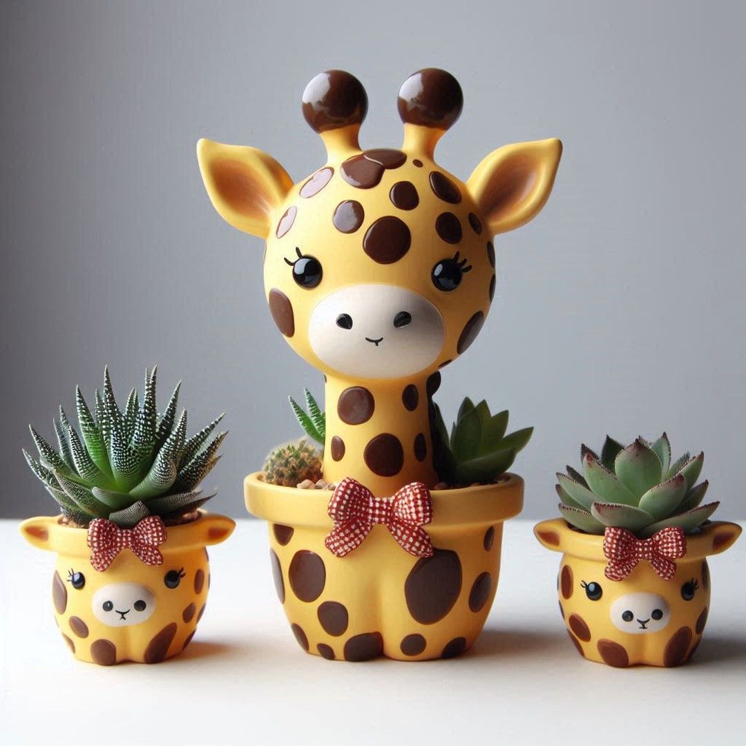 گلدان فانتزی و عروسکی طرح حیوانات