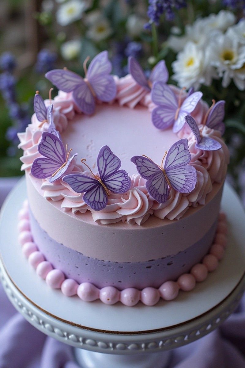 کیک تولد بنفش