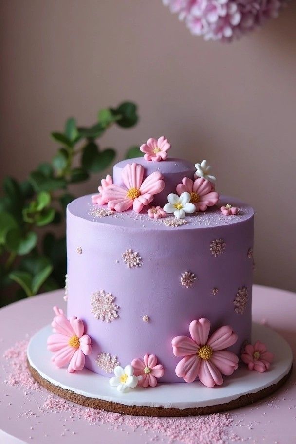 کیک تولد بنفش