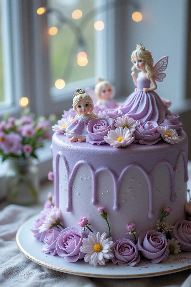 کیک تولد بنفش