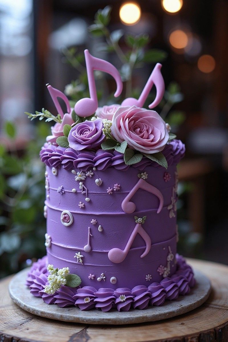 کیک تولد بنفش