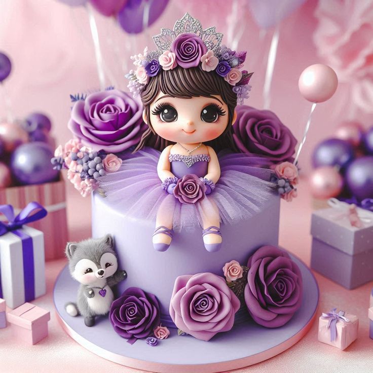 کیک تولد بنفش