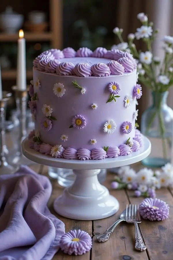 کیک تولد بنفش