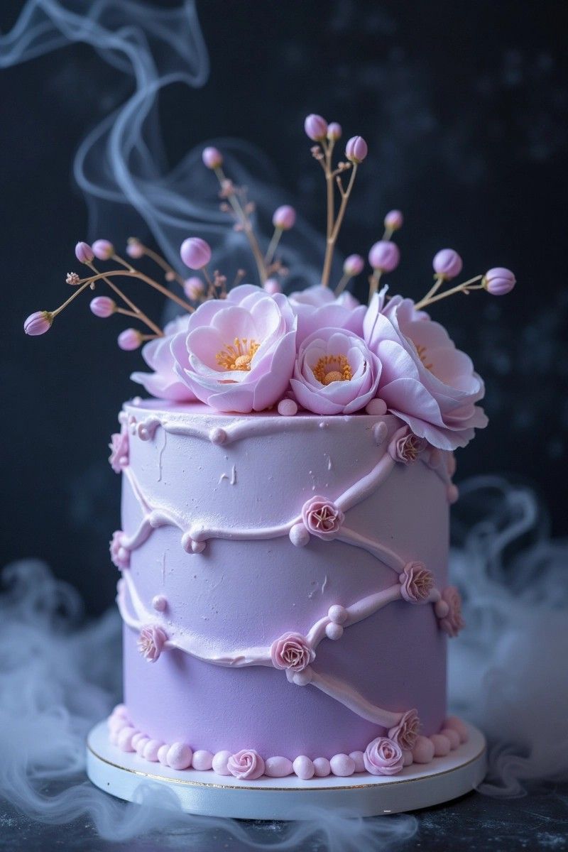 کیک تولد بنفش