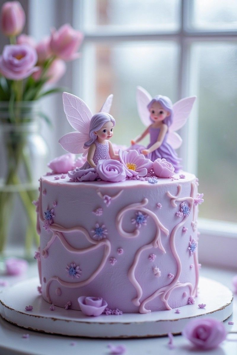 کیک تولد بنفش