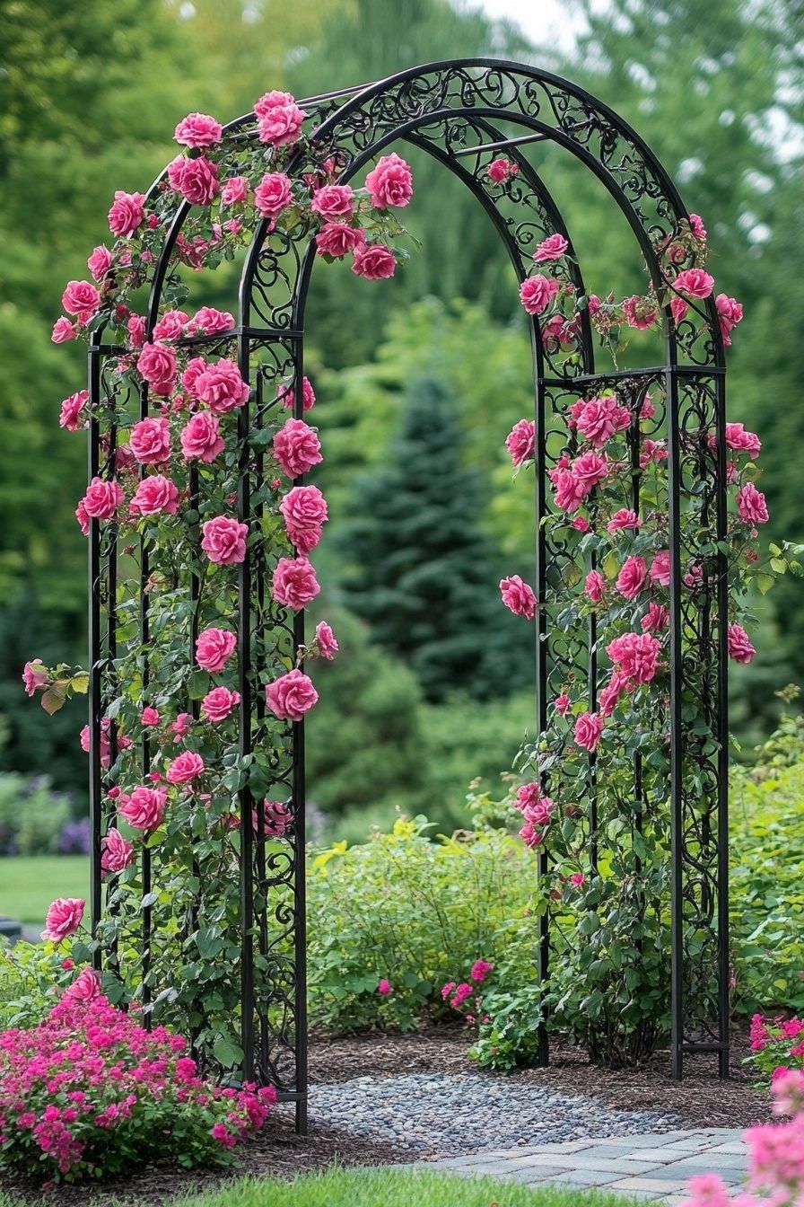  گل کاری جلوی در و تزیین ورودی با گل طبیعی