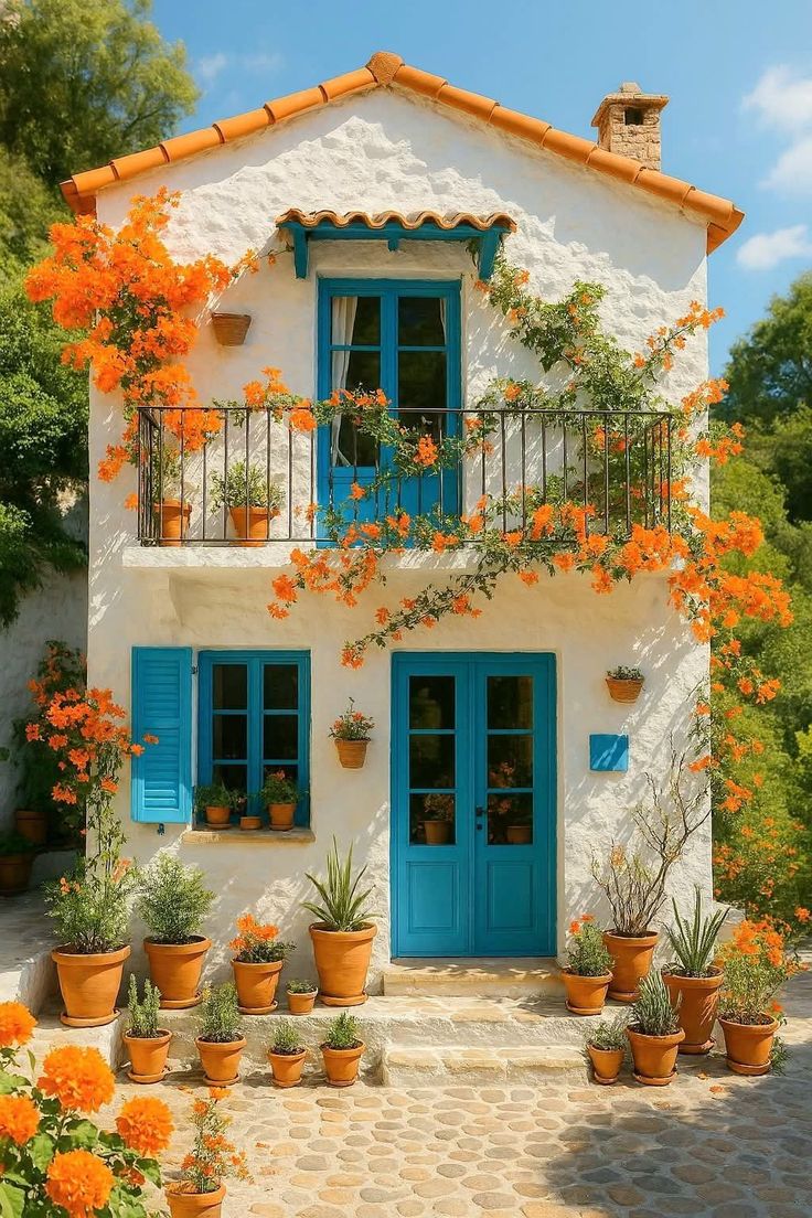  گل کاری جلوی در و تزیین ورودی با گل طبیعی