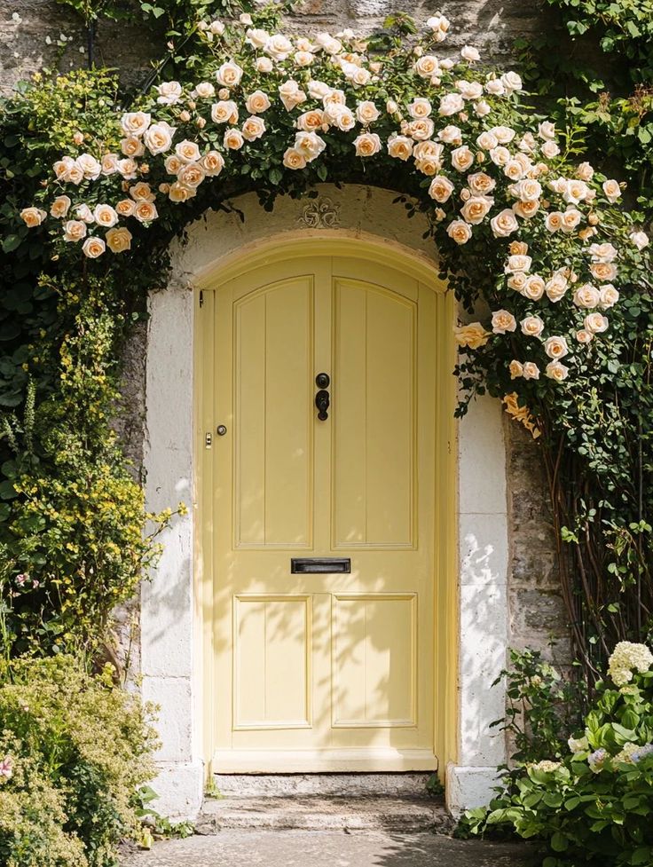  گل کاری جلوی در و تزیین ورودی با گل طبیعی