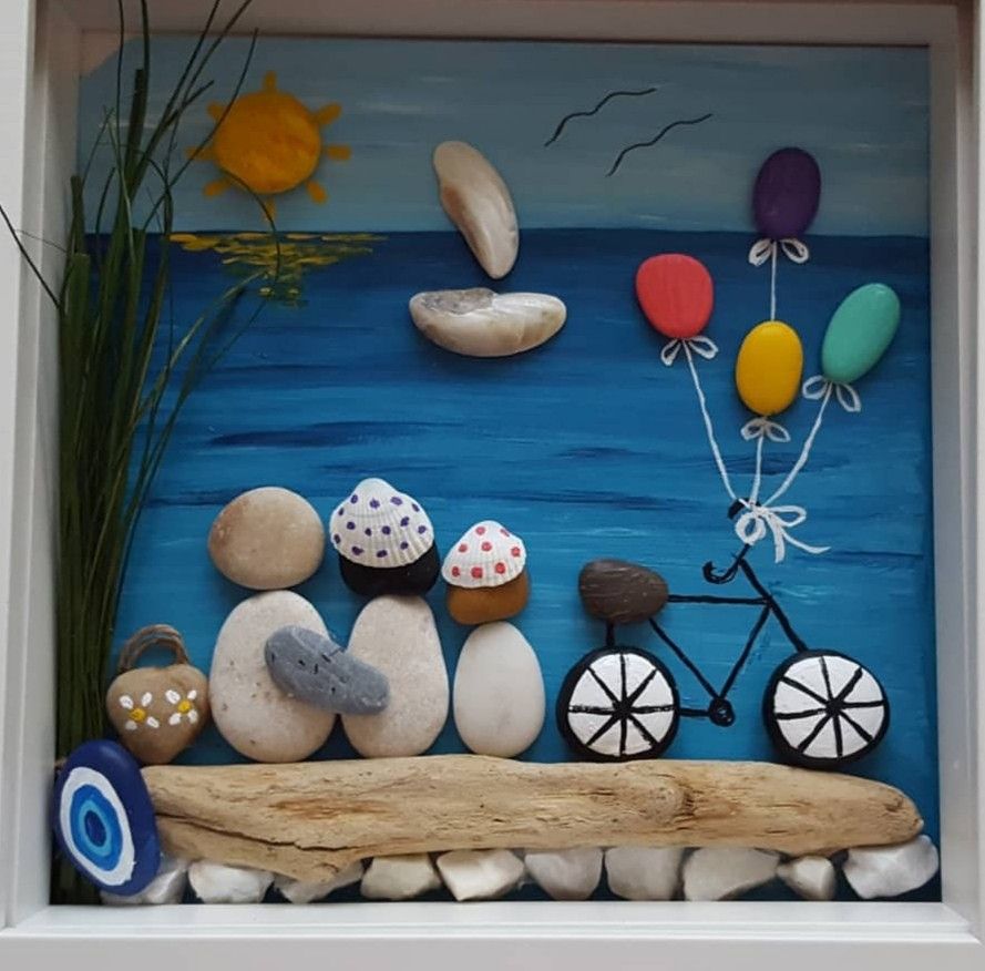 تابلو و دیوارکوب خوشگل با سنگ های نقاشی شده