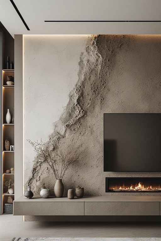 مدل شومینه برقی زیر تلویزیون