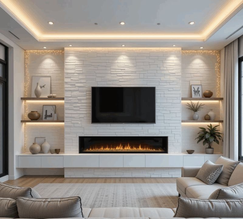 مدل شومینه برقی زیر تلویزیون