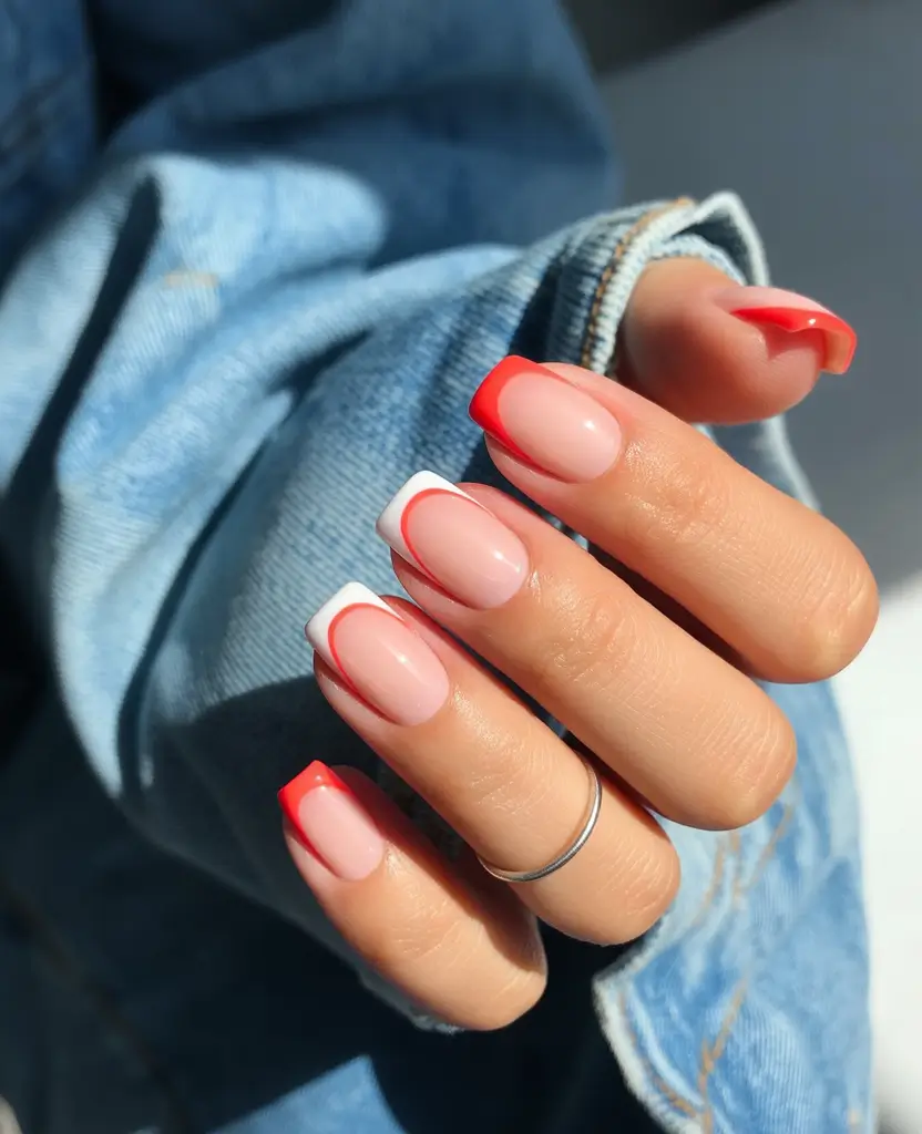 ناخ فرنچ رنگی