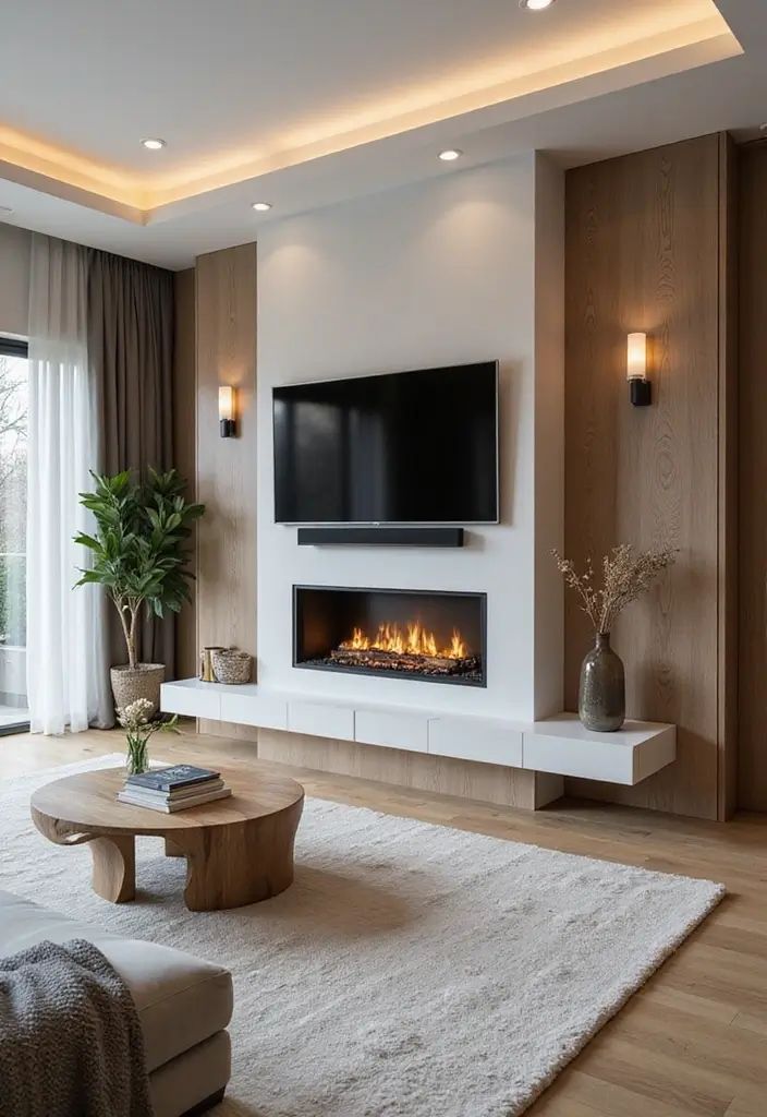 مدل شومینه برقی زیر تلویزیون