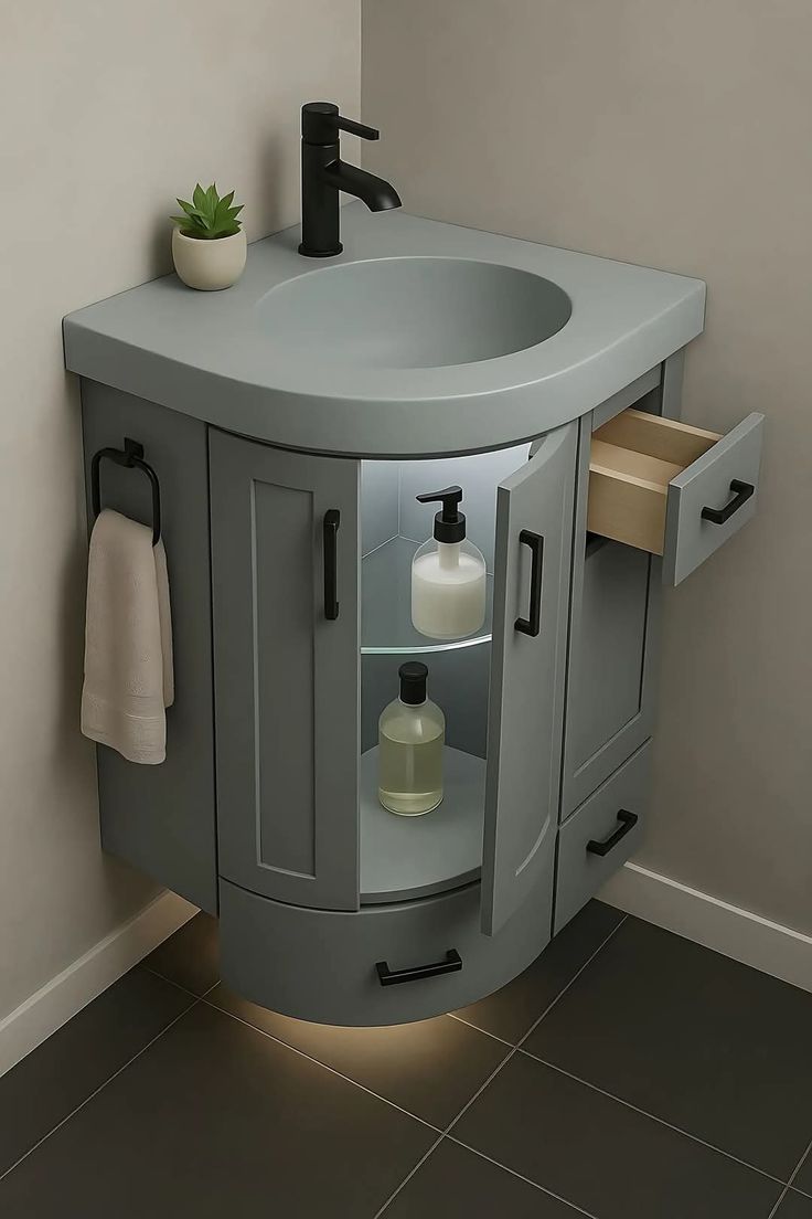 سینک روشویی کنج برای دستشویی های کوچک