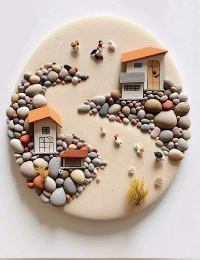 تابلو و دیوارکوب خوشگل با سنگ های نقاشی شده